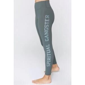 Spiritual Gangster Varsity Leggings Essential High‎ Waist Gray Green Logo XS